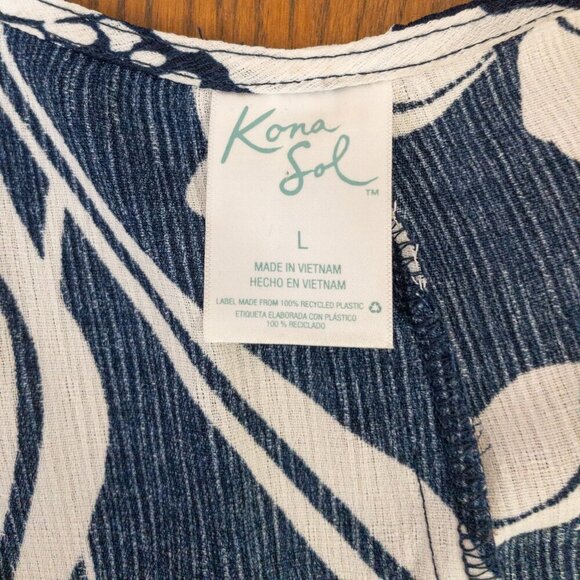 NWOT Kona Sol Navy Floral Swim Cover-Up – Effortless Tropical Style (Size L) - Picture 3 of 3